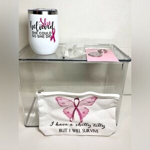 BRAND NEW - BREAST CANCER AWARENESS BUNDLE (TRAVEL MUG/KEYCHAIN/ZIPPER POUCH)